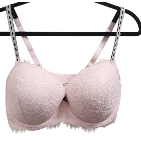 VS DREAM ANGELS Lightly Lined Ribbon Slot Demi Bra Angel Pink Ribbon Slot 36DD - Picture 3 of 14